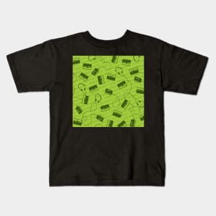 Green Walkman and headphones Kids T-Shirt